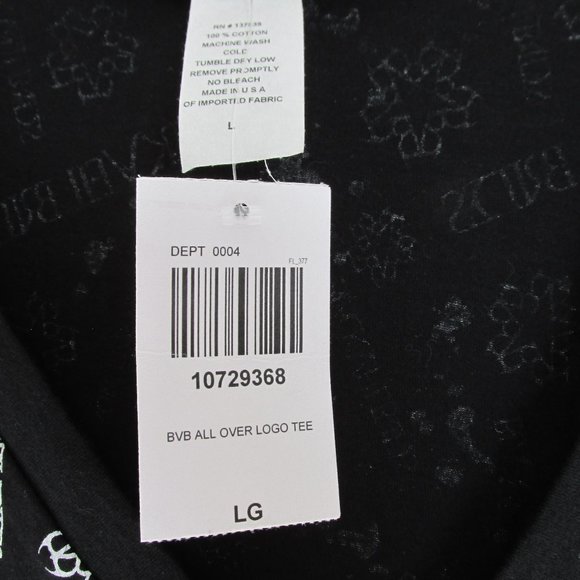 Black Veil Brides BVB All Over Logo V-neck Hot Topic Black Band T-Shirt Size L - Picture 5 of 6